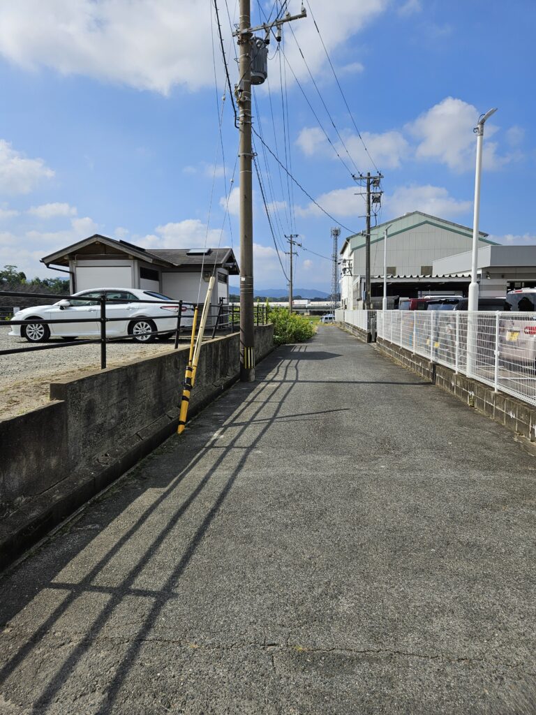 水城跡のコスモスへの小道